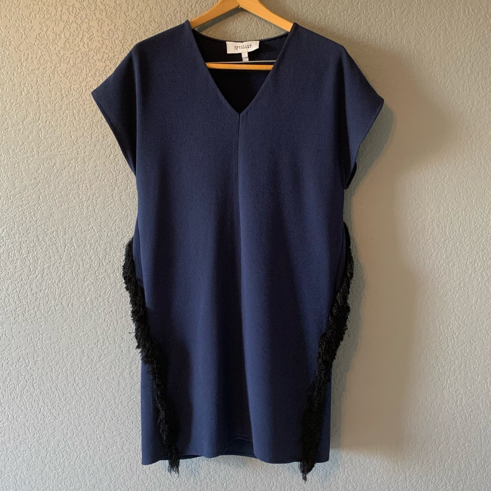 10 Crosby Derek Lam NYE Navy Fringe Party Dress Sz 0
